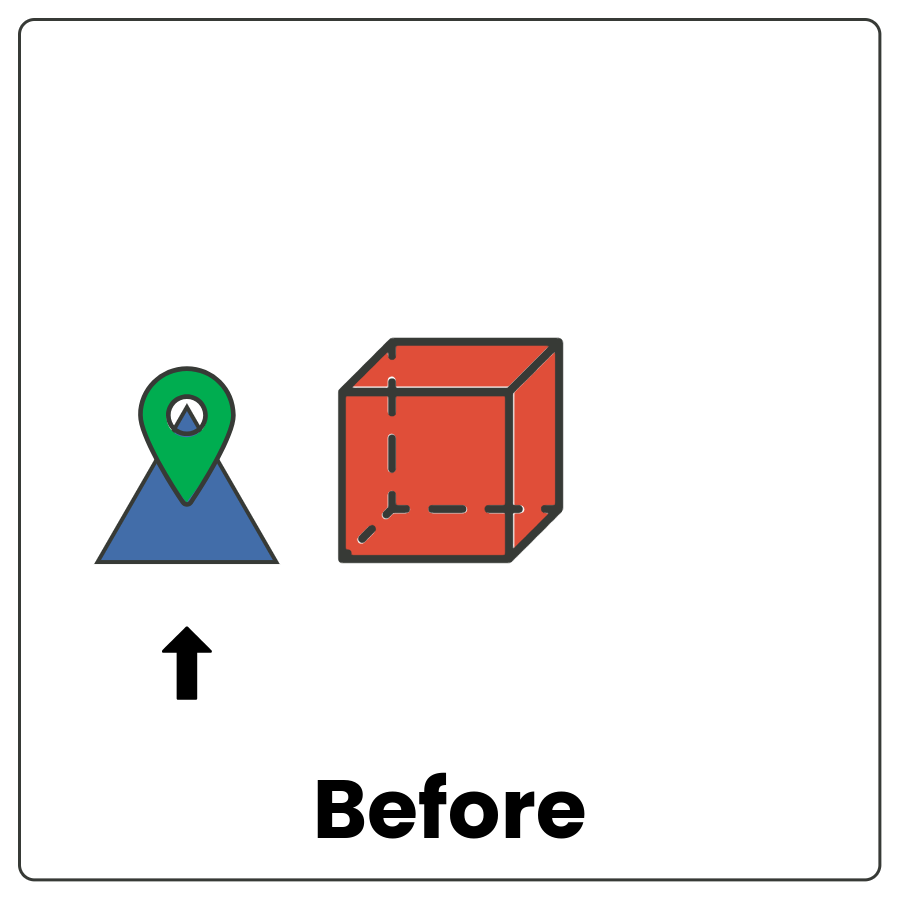 2 shapes placed side by side with an arrow pointing to the one on the left and the word before