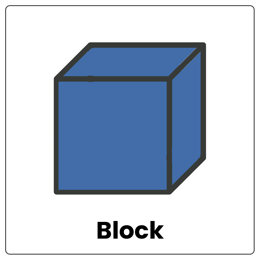 Visual Cue: Block - Cube and the word block