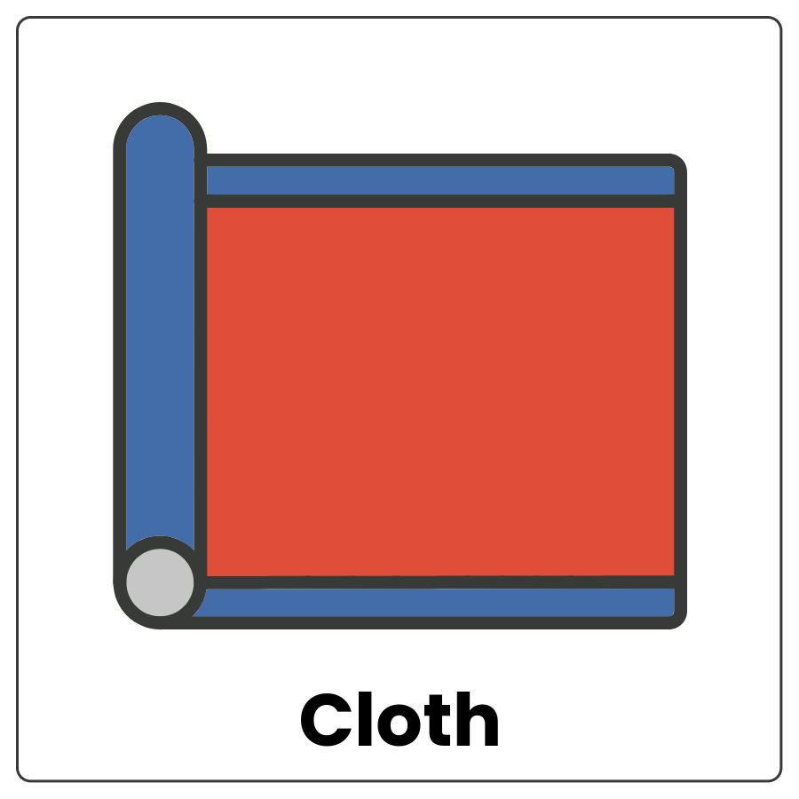 Visual Cue: Cloth - piece of fabric and the word cloth