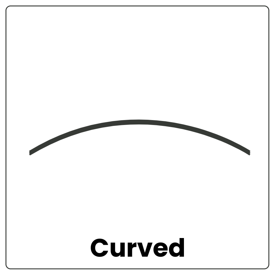 Visual Cue: Curved - A line that bends and the word curved