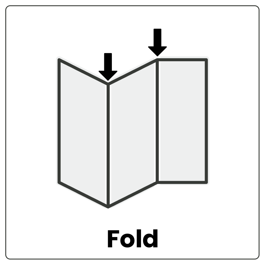 Fold - Creased piece of materials and the word fold