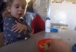 How Many Peas start child counting aloud while looking at plate of snacks