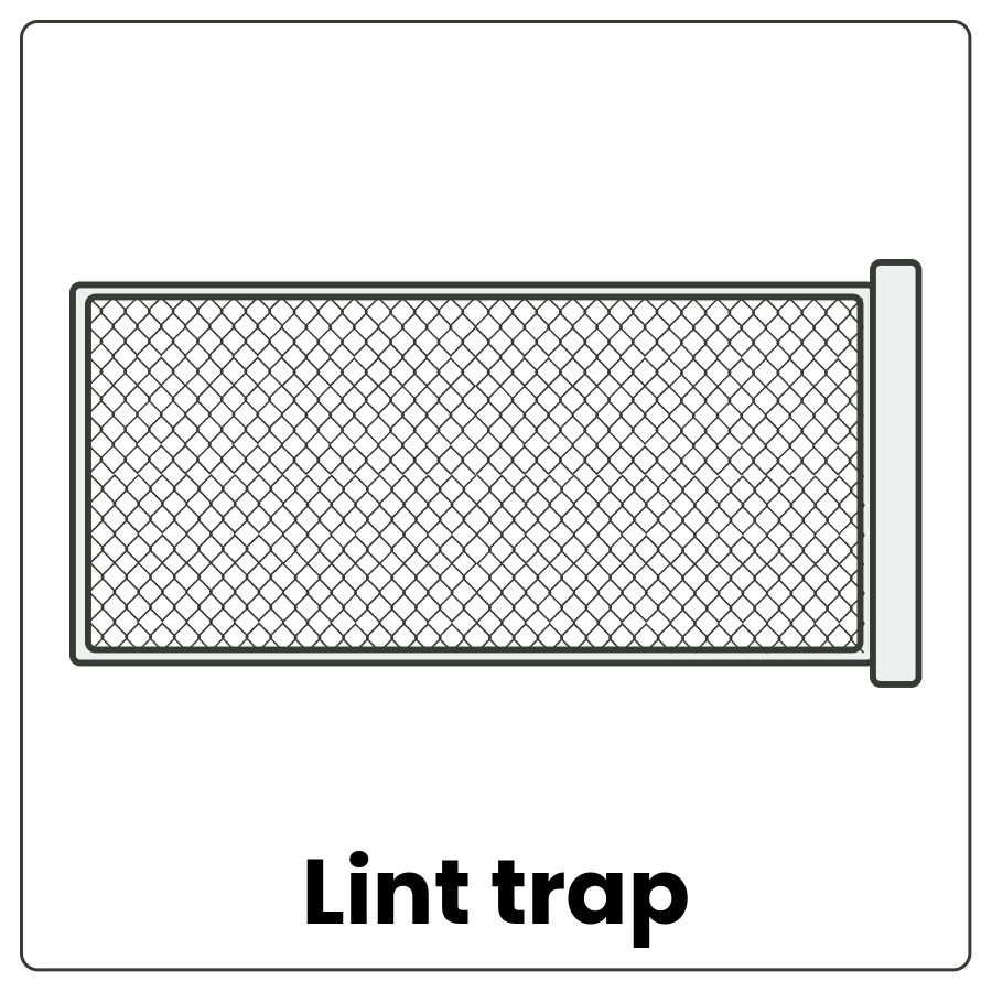 Lint trap - Thin mesh basket and the words lint trap