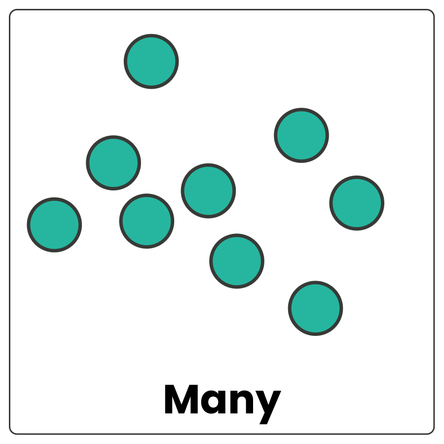 Visual Cue: Many - 9 small circles and the word many