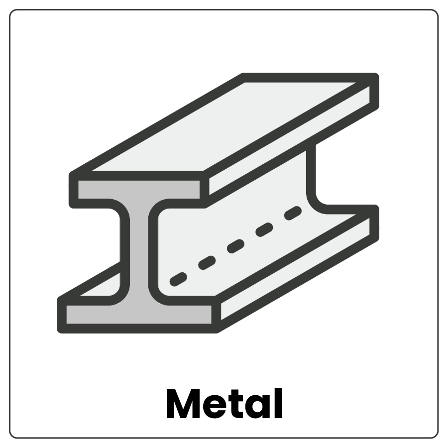 Visual Cue: Metal - i-beam and the word metal