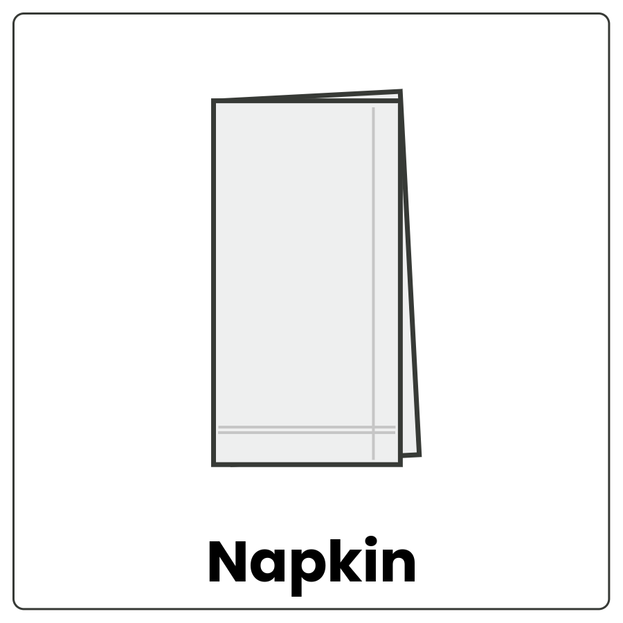 Visual Cue: Napkin - Cloth used for wiping your mouth and the word napkin