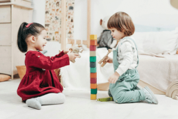 Observingchhildrens thinking 2 preschool-aged children building a tower with blocks