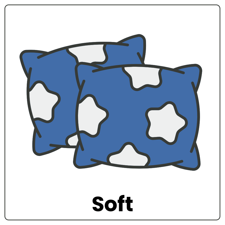 2 pillows and the word soft