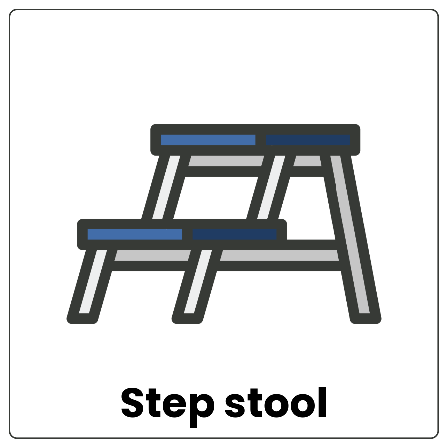 Step stool - Short 2 step ladder and the words step stool