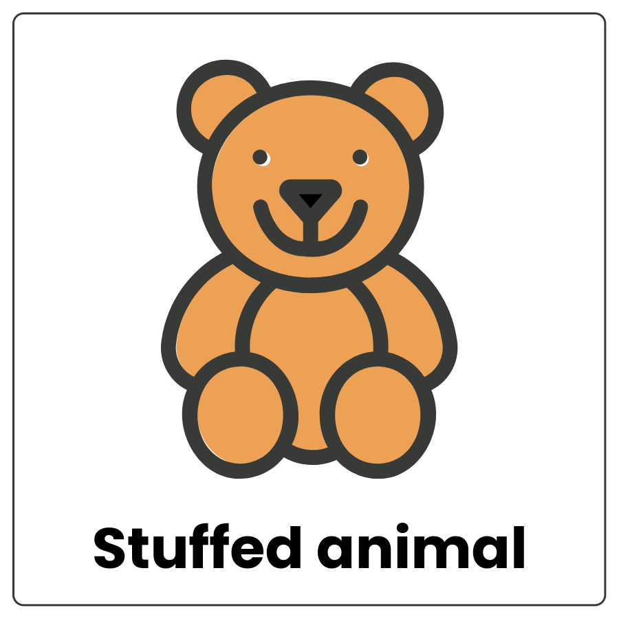 Stuffed animal - Toy shaped like a bear and the words stuffed animal