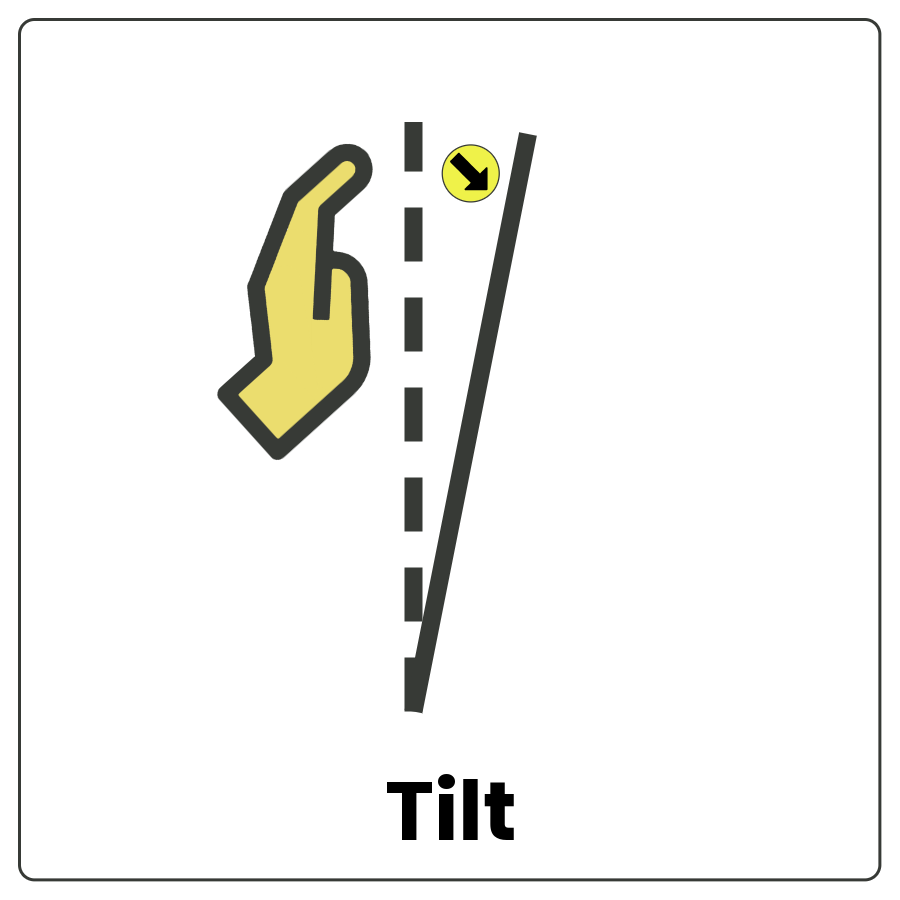 Visual Cue: Tilt - Pole that is angled 15 degrees from north and the word tilt
