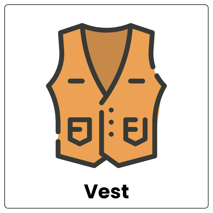 Vest - Sleeveless shirt with pockets on the front and the word vest