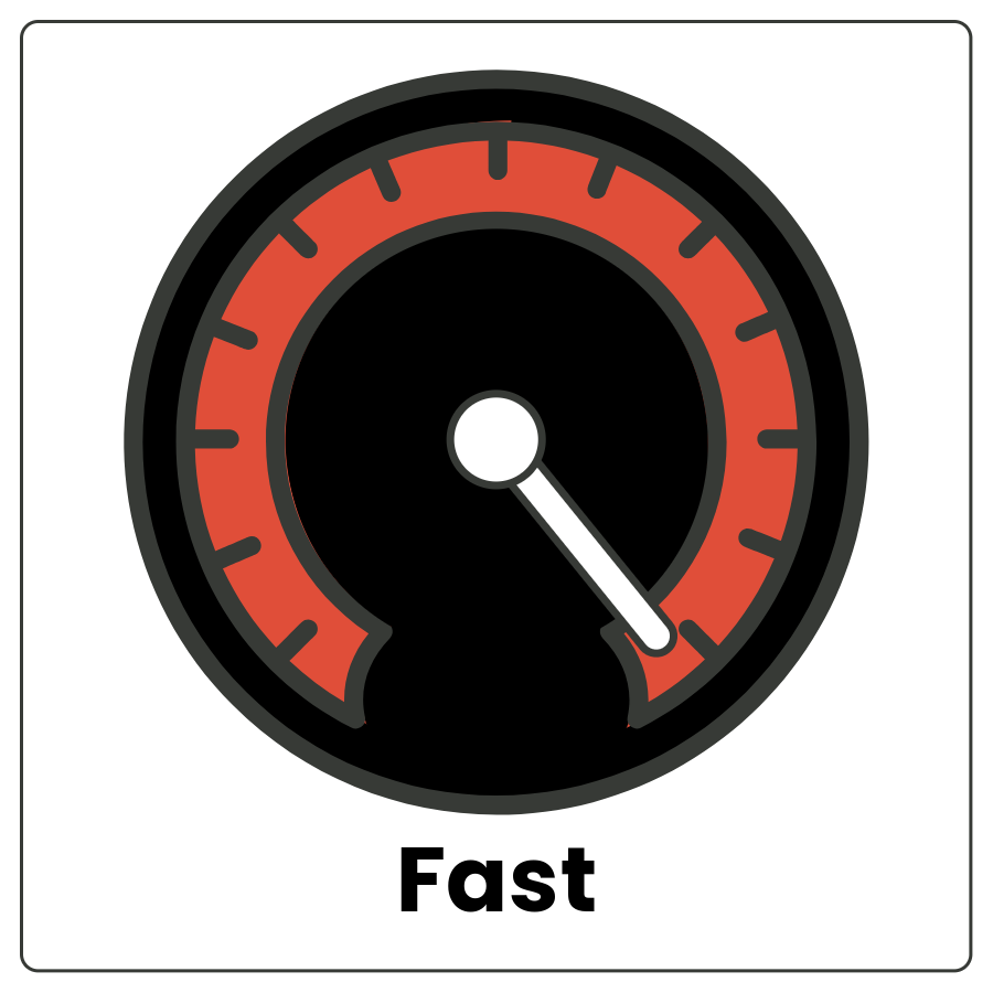 Visual Cue: Fast - Dial with the indicator all the way to the right and the word fast