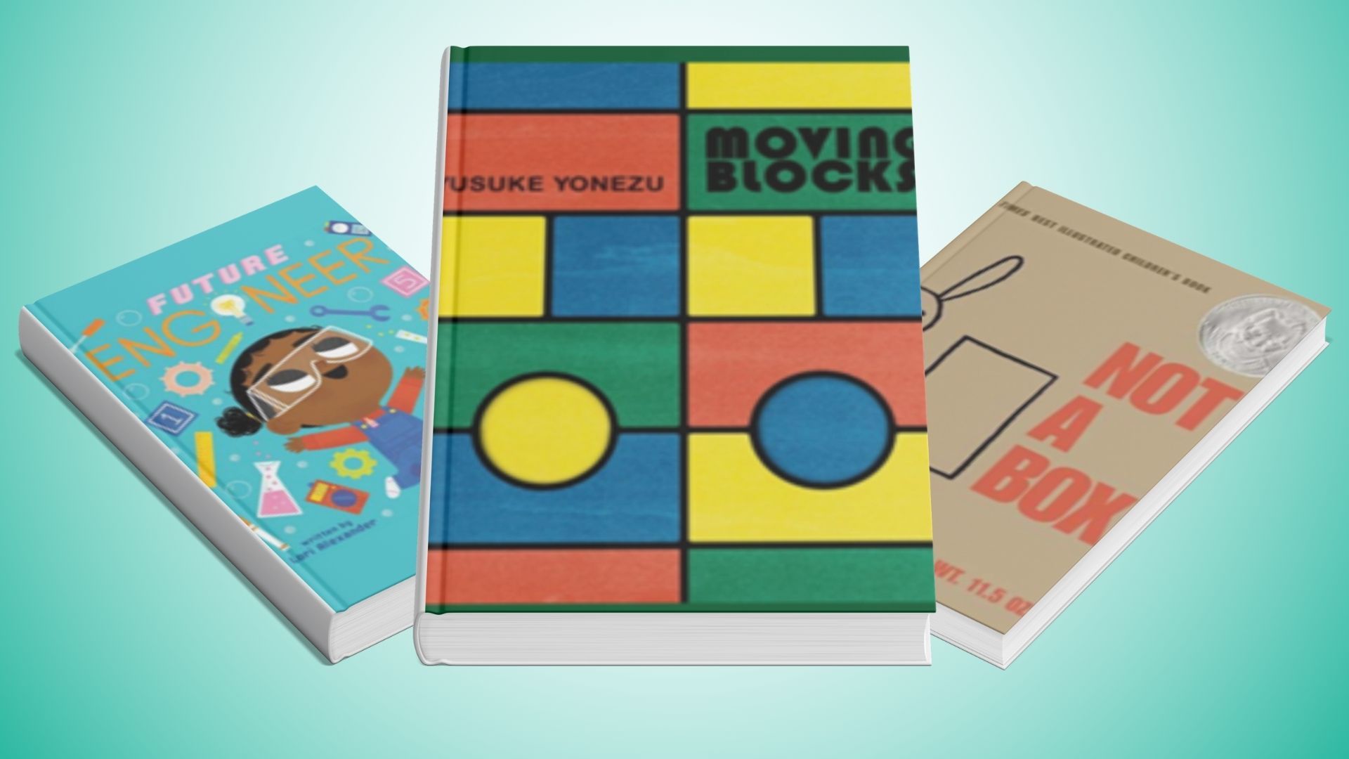 Moving Blocks, Not a Box, and Future Engineer book covers